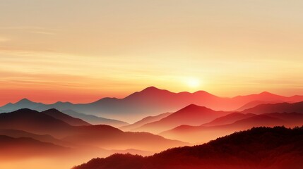 Obraz premium Majestic Sunrise Over Misty Mountain Range