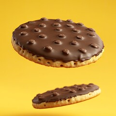 Fototapeta premium Chocolate-covered cookies in mid-air (1)