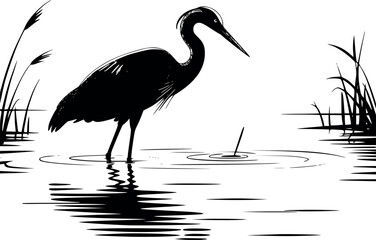 Black Heron Silhouettes