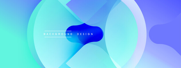 Abstract fluid shapes, blue hues dominate. Gradient colors blend, creating dynamic background design. Modern aesthetic, smooth transitions visible.