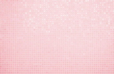 Colorful pink ceramic wall and floor grid tiles abstract background. Design geometric mosaic texture decoration.