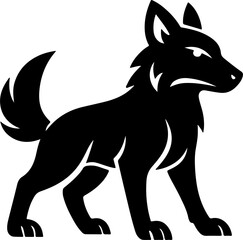 Fototapeta premium Black Wolf Silhouette Vector | Standing Fierce Wolf Graphic Design