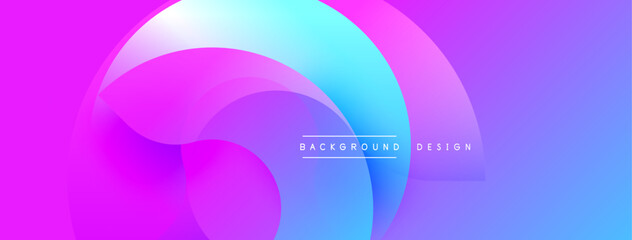 Abstract vibrant layers create flowing shapes. Gradient colors blend, forming modern design. Smooth curves suggest movement, energy.