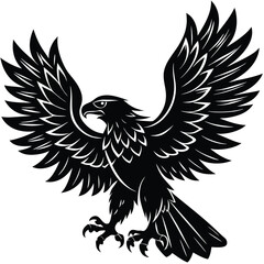 Bold Black and White Eagle Powerful Bird with Outstretched Wings Design
