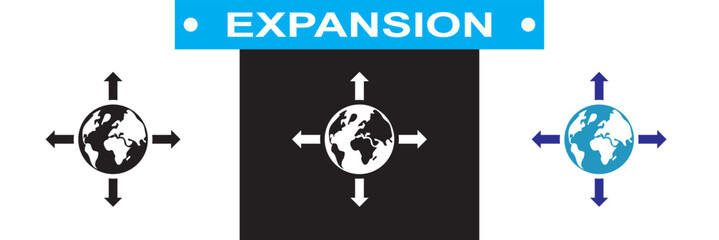 Expansion icon. Vector for websites, mobile interfaces, presentations, banner, visual branding etc. Vector illustration. isolated on white and black background. EPS 10