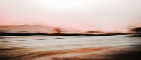 Obraz premium Abstract landscape with blurred horizon line and pinkish sky.