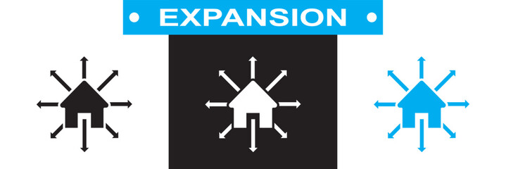 Fototapeta premium Expansion icon. Vector for websites, mobile interfaces, presentations, banner, visual branding etc. Vector illustration. isolated on white and black background. EPS 10