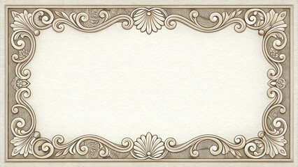 Elegant ornate frame with carved floral and scroll details, perfect for design projects or invitations.