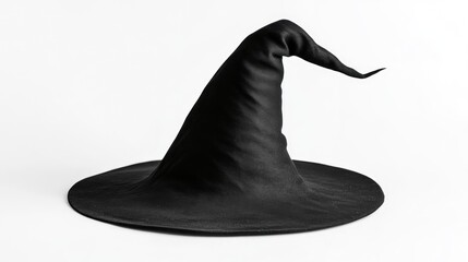 Black witch hat on white background