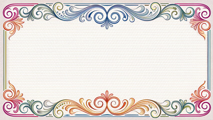 Elegant decorative frame with ornate swirls, floral motifs, and a textured background, ideal for certificates or invitations.