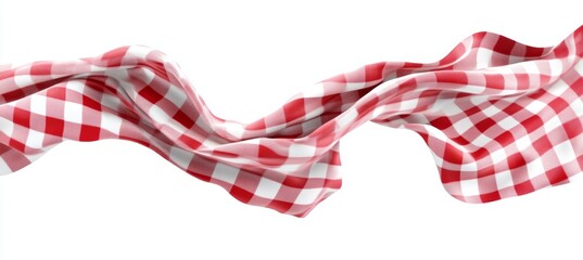 Fototapeta premium Red and White Gingham Fabric Flowing (1)