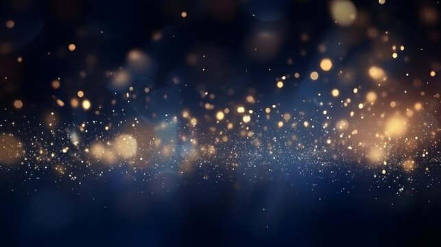 A blurry image of a starry night sky with a blue background