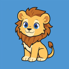 Cute Cartoon Lion Vector Illustration