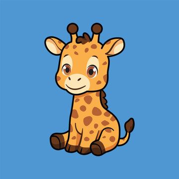 Cute Cartoon Giraffe Vector Illustration