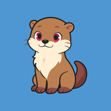 Cute Cartoon Otter Vector Illustration