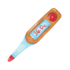 Thermometer clip art, clip art thermometer, thermometer illustration vector, hand drawn watercolor painting style, heat measurer isolated on white background