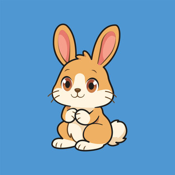 Cute Cartoon Rabbit Vector Illustration