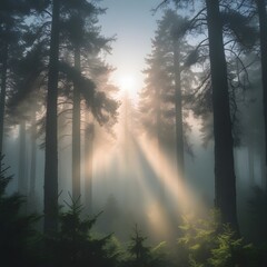 Fototapeta premium misty morning in the forest