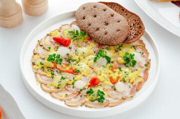 restaurant food on a white background. photos for the menu