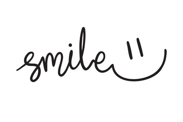 funny smile lettering icon. smile symbol emotion smiley face in doodle hand drawn style. symbol for happy international day of happiness