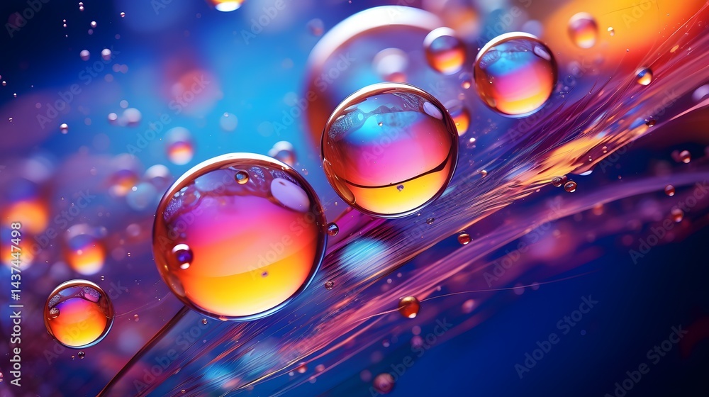 Poster a colorful image of many small bubbles floating in the air