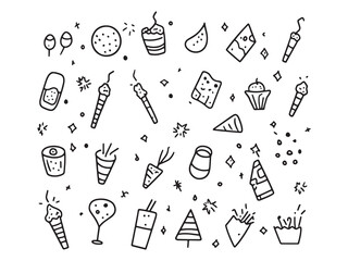 Party Confetti Pack line art icon party decoration