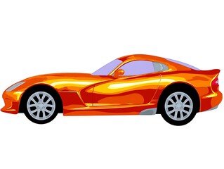 Fototapeta premium A sleek, orange sports car with black wheels