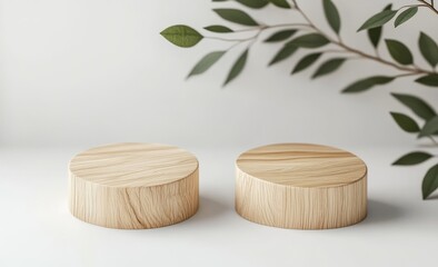 A simple white pedestal for showcasing cosmetics, set against a plain platform background