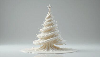 Abstract White Milk Christmas Tree 3D Render