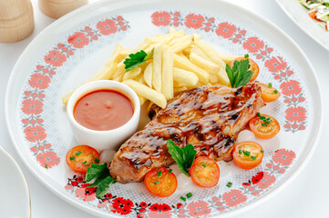 restaurant food on a white background. photos for the menu