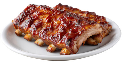 Delicious BBQ Ribs Plate for American Food Promotions isolated on transparent background