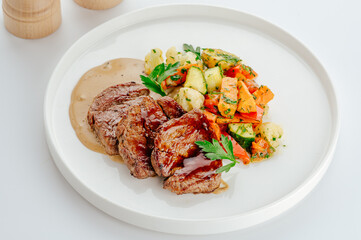 restaurant food on a white background. photos for the menu