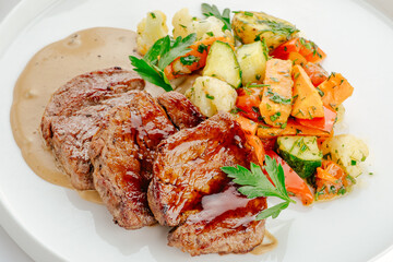 restaurant food on a white background. photos for the menu