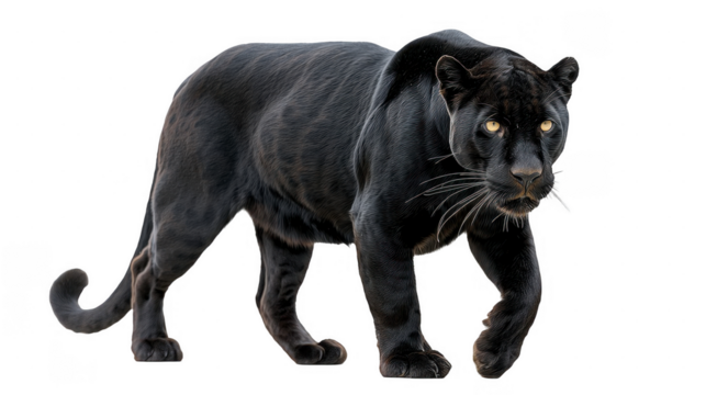Black Panther Animal Walking for Wildlife and Nature Projects isolated on transparent background