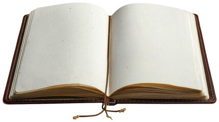 Ancient Opened Book With Aged Pages for History Themes isolated on transparent background