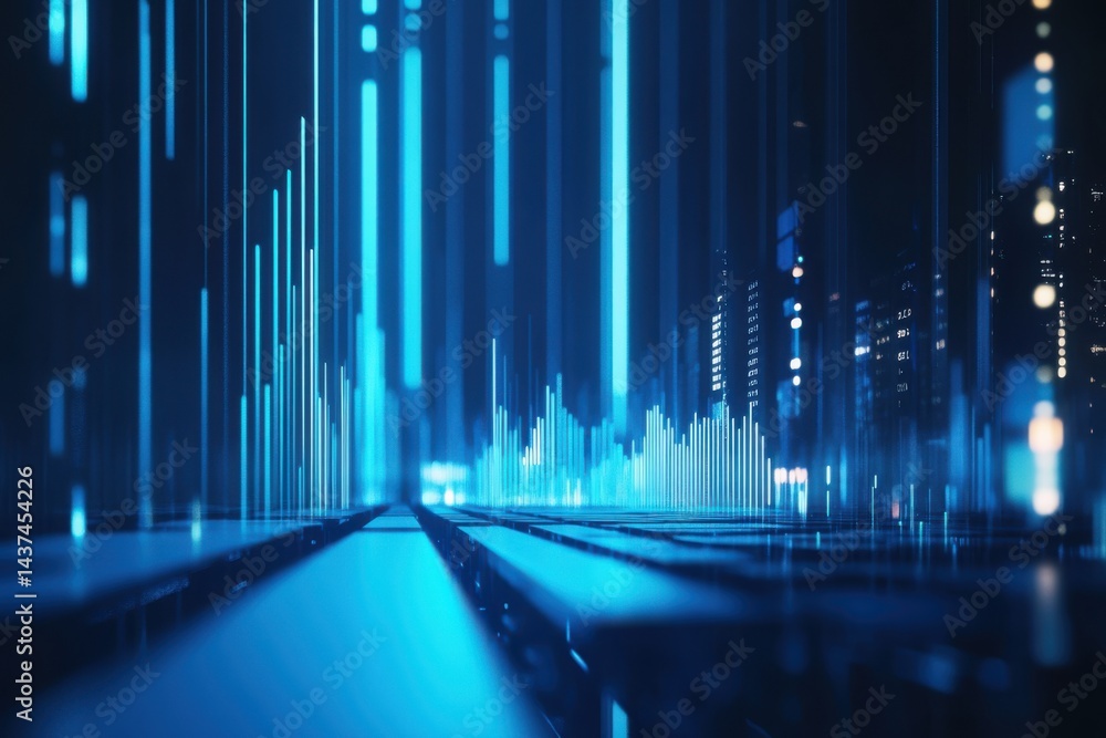 Poster design a sleek and modern 3d rendering of a stock market chart featuring a candlestick graph