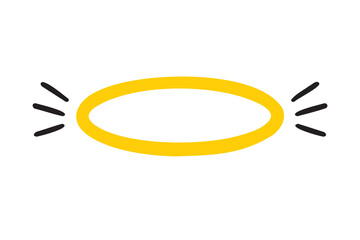 angels halo, nimbus doodle icon. vector flat icon design yellow halo on white background. logo template halo element religion theme.