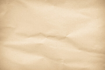 Old paper vintage texture surface for background. Recycle pale brown paper crumpled texture, Cream color recycled kraft paper texture blank with copy space for text.