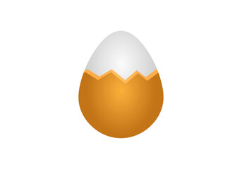 Huevo de gallina cocido con cáscara rota