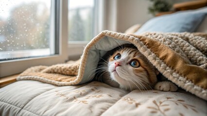 cat lying on the bed