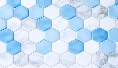 Fototapeta premium Hexagonal Tile Pattern with Light Blue and White
