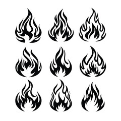 fire flame silhouette icon set