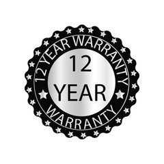 Silver Black Year Warranty Badge  Premium Guarantee Seal