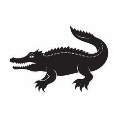 Crocodile silhouette vector art.