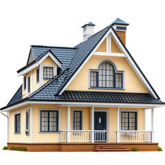 Fototapeta premium Charming yellow house exterior traditional style