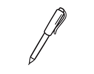 pen icon doodle hand drawn. Outline drawing pen line clipart symbol