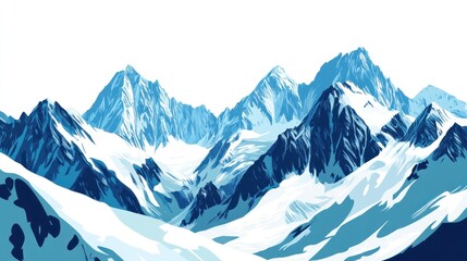 Fototapeta premium Snowy mountain range landscape