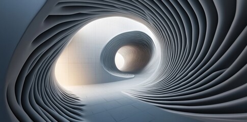 This futuristic background illustration showcases an abstract, metallic curve with a gray, smooth, and diagonal appearance, complemented by a striped pattern, blurred structure, and decorative