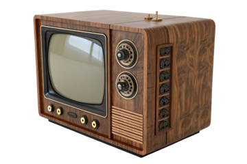 Retro old television set, an isolated antique electronic device with a blank screen