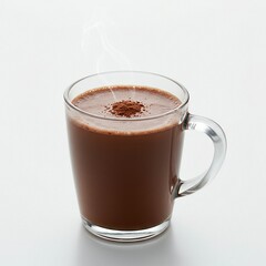 Fototapeta premium Hot Chocolate in a Glass Mug, Steam Rising